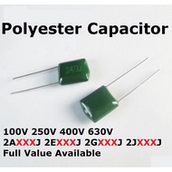 50PCS 100V 2A682J 2A822J 2A272J 2A332J 2A392J 2A472J 2A562J Polyester capacitor 100V 4.7/5.6/6.8/8.2