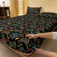 [NEW] 1 Cadar Dipasang Matte Bercetak Kartun Seronok, Sarung Katil Bercetak Bilik Tidur, Peralatan T