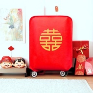 [Fast Delivery]Wedding Suitcase Protector Cover Bride Dowry Double Happiness Character Trolley Case 