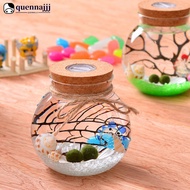 QUENNA 11cm Round Glass Jar Terrarium with Colorful LED Light Cork G2Q8