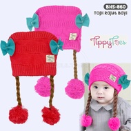 Topi Kupluk Rajut Kepang Bayi Perempuan Newborn TIPPY TOES BHS-860
