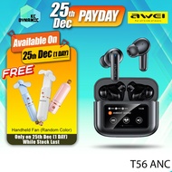 Awei T56 ANC + ENC Wireless Earbuds Touch Screen Earbuds Earphone Awei Bluetooth Earbuds Headphone