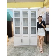 display cabinet 3 door almari buku kaca 3 pintu