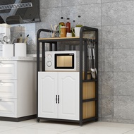 Kitchen Storage Holders Metal Wood Microwave Oven Shelf Stand Kitchen Appliances Storage Rack Cabinet 1LHK