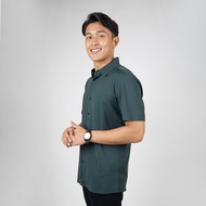 DAPPER | Dark Green Button Up CoolFlex Shirt - 4673PTD