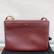 Celine trio wallet with strap 可拆手拎包 酒紅色 三層 單肩包 斜挎包