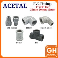 ACETAL PVC Fitting Tee Elbow Reducing Socket Reducer MF Socket 1/2" 3/4" 1" 15mm 20mm 25mm