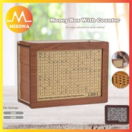 MIZONA Handmade Reusable Piggy Bank Craft With Saving Money Goals Counter Wooden Coin Tray Storage