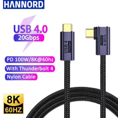 Hannord USB4 Thunderbolt 3 Data Cable PD 100W 5A 20Gbps 8K@60HZ Fast Charging USB Type C to Type C C