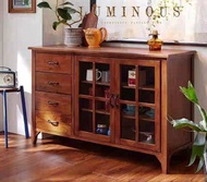 英式經典多功能大容量全實木餐邊櫃,邊櫃,收納櫃,碗碟櫃,茶水櫃. 呎吋:120L X 40D X 90H CM