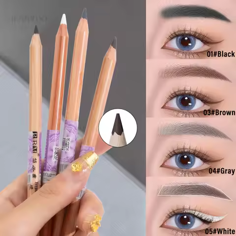 Wooden Eyebrow Pencil Waterproof Smooth Black Brown White Eyebrow Pen Tattoo Positioning Brow Pencil