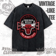 24H SHIP N9THNOVA T-shirt retro badge red bull head The WINDY CITY CHICAGO BULLS 23 33