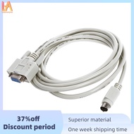 DB9P to 8P Mini Din RS232 Download Cable White 8.2 Ft for PLC -EH
