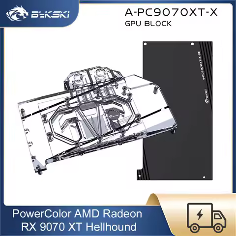 Bykski GPU Block For PowerColor AMD Radeon RX 9070 XT Hellhound Video Card , Full Cover PC Water Coo