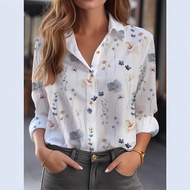 Hundred Styles 3d Flower Women Printed Cardigan Tops Shirts Women's High-End Long-Sleeved KISD