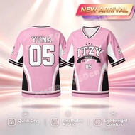 Cute Pink ITZY Yuna No.5 Print SporJersey Quick Dry Short Sleeve Jersey Family Matching Parent Kids 