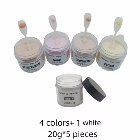 Acrylic Powder: 5 pieces 20g Colored powder Extension Carving Dipping Acrylic Nail Powder Set