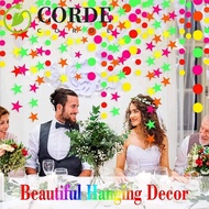 CORDE Neon Fluorescent Garland, Rectangle 2m Round Pentagram Fluorescent Banner, Hanging Decorations