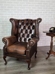 【卡卡頌  歐洲古董】英國 Chesterfield  牛皮 雙翼 沙發 主人椅 釘扣沙發 皮沙發 ch0499