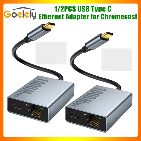 Goelely 2025 USB Type C Ethernet Adapter for Chromecast with Google TV RJ45 1000Mbps Plug & Play Eth