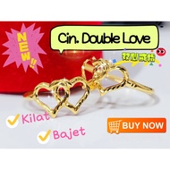 Wing Sing Cincin Double Love Bajet Tulen Emas 916 / 916 Gold Fashion Budget Cutting Love Ring 双心爱心经济款戒指