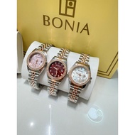 [ PREMIUM ITEMS✅] Bonia Flower Diamond Jam Tangan Wanita Perempuan Stainless Steel Rosegold Ladies L