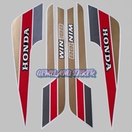 MERAH Striping Sticker HONDA win 100 91 1991 Fullset Gold Red Grey
