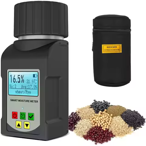 Portable Moisture Tester for Grain 25 Grain Moisture Meter with Backlit Digital Voice Broadcast Mois