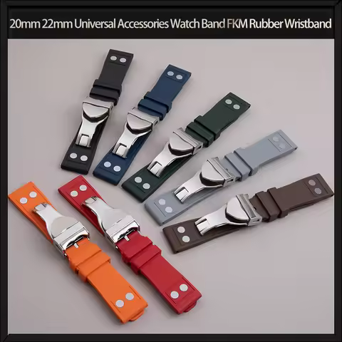 20mm 22mm Universal Accessories Watch Band For Tudor Strap Black Bay GMT Pelagos Fluororubber Rivet 