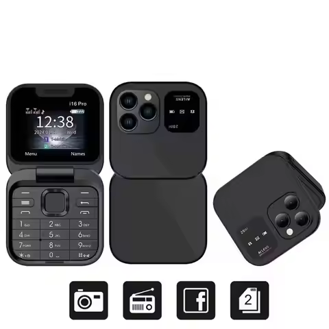 i16 Pro MIni Fold Mobile Phone 2G GSM Dual SIM Card Speed Dial Video Player Magic Voice 3.5mm Jack F