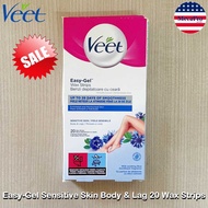 80% Sale!!!EXP:02/2025 Veet® Easy-Gel Sensitive Skin Body & Lag 20 Wax Strips วีท แผ่นแว็กซ์กำจัดขนบ