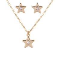 COACH 水鑽鑲飾星星造型項鍊+耳環組(金色)
