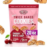 Cooper Street Cookies All Natural Twice Baked Crispy Cookie, Nut &amp; Dairy Free, Biscotti Style 20oz White Chunk Michigan Cherry (Pack of 1)