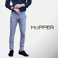 กางเกงสแลคขายาว Hopper Progress ผ้ายืด ขากระบอกเล็ก โทนเทา