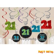 Party Banner 21st Birthday Swirls Decoration