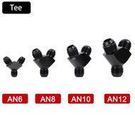 AN6 AN8 AN10 AN12 Male to Male Flare Y Block Tee Fuel Fitting Hose Line Splitter T-Joint 3-Way Adapt