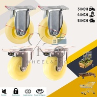 NYLON CASTER WHEELS SET 4 PC MEDIUM HEAVY BRAKES SIZE 3 4 5 INCH