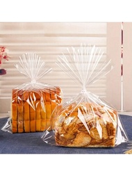 50入組自封式透明麵包袋,適用於食品、糕點、吐司、零食或糖果包裝