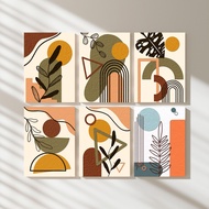 【Set of 6 】Abstract Wall Art / Paint by Numbers / Boho Botanical Wall Decor / Botanical Decoration P