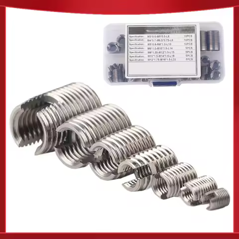 50Pcs Stainless Steel Inner Thread Self Tapping Thread Inserts Set Thread Reinforce Repair Tool