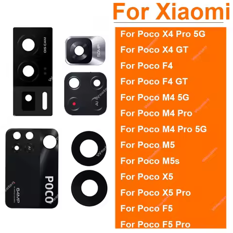 Back Camera Glass Lens For Xiaomi Poco X4 X5 M4 M5 M5s F4 F5 GT Pro 4G 5G Main Rear Camera Lens Glas