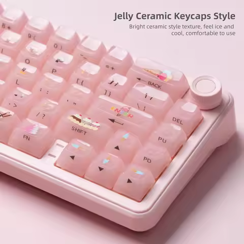 115 Keys Ice Cream Pink Foggy Transparent Clear Keycaps Crystal PC Keycap RGB Shine Through Key cap 