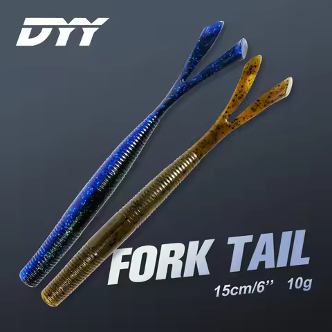 DYY Fork Tail Stick Worm Soft Bait 15.5cm 6" 8.4g Senko Silicone Bass Pike Swimbait Artificial Fishi