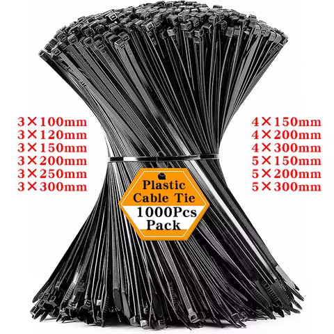 1000Pcs Self-locking Plastic Nylon Cable Tie Black Cable Tie Fastening Ring 3X150mm Cable Tie Zip Wr