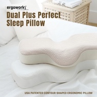 ERGOWORKS, EW-DPP03-WH Dual Plus Perfect Sleep Pillow, Built-In Spines, Free Pillow Case Included