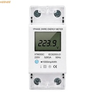 KEENEMY KWh Meter, 2 Wire 2P DIN Rail Mount Electric Meter, Precise Single Phase Digital Display LCD