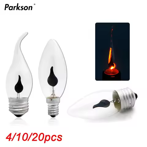 4/10/20Pcs Edison Led Candle Light Bulb Flicker Flame E14 E27 LED Flame Effect Bulb Retro For Home D