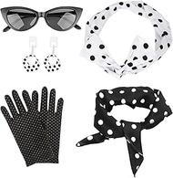 Lufdegim 50s Women's Fashion Role Play Clothing Suits for Women Polka Dots Headscarves Gloves Neckla