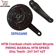 MTB Crankset chain wheel Bicycle/PIRING BASIKAL MTB SPEEDDisc Teeth : 24T 34T 42T