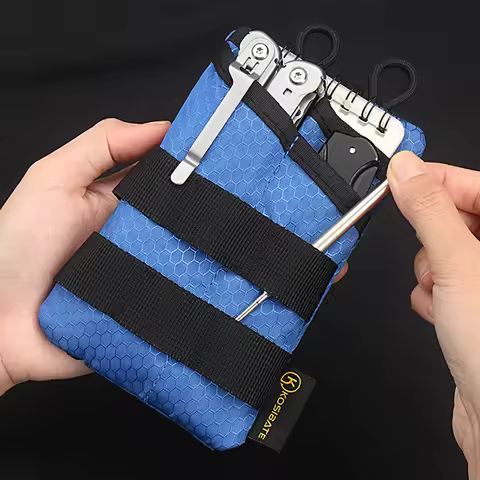 Portable Outdoor EDC Tool Storage Bag Fanny Waist Pack Tactical Knife Pen Credit Card Holder Wallet
